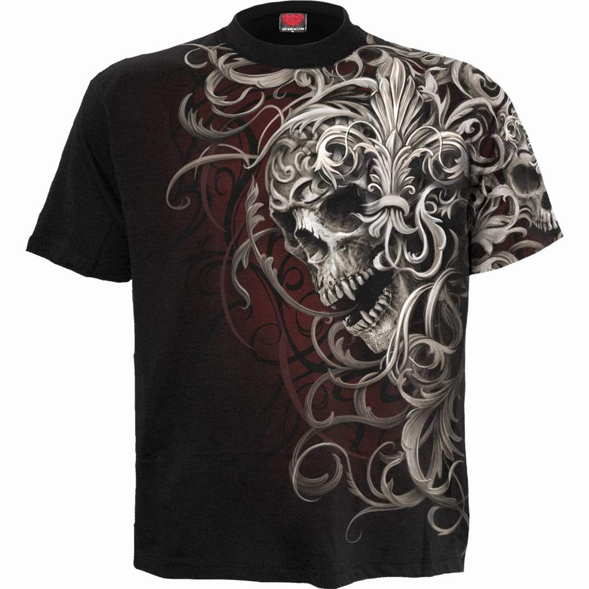 SKULL SHOULDER WRAP - Allover T-Shirt Black - Spiral USA