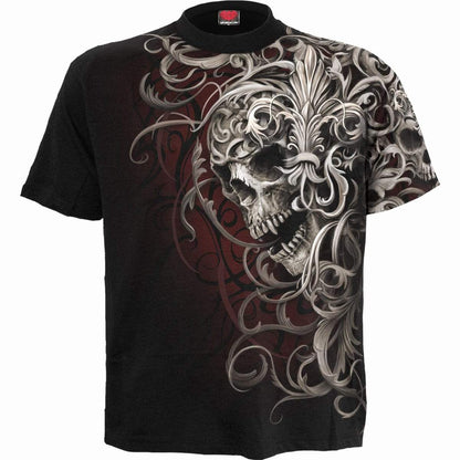 SKULL SHOULDER WRAP - Allover T-Shirt Black - Spiral USA