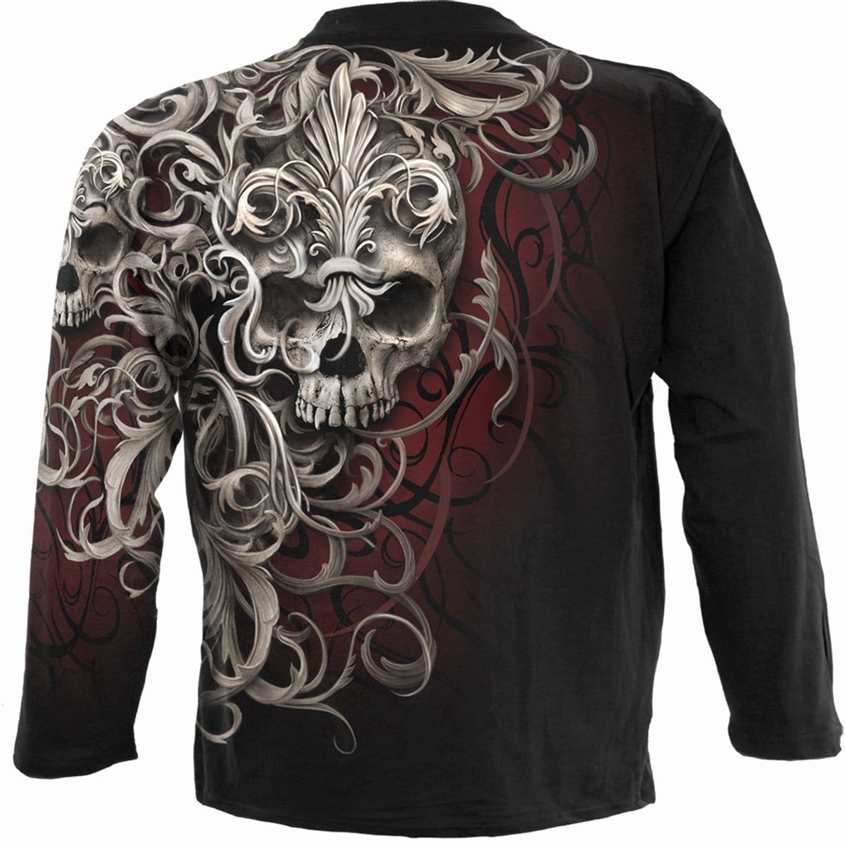 SKULL SHOULDER WRAP - Allover Longsleeve T-Shirt Black - Spiral USA
